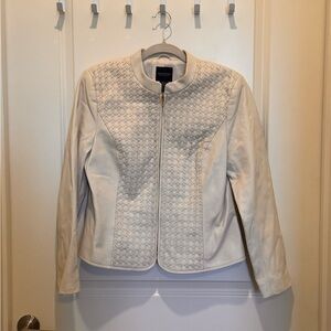 Doncaster Cream Quilted Leather Zip Jacket